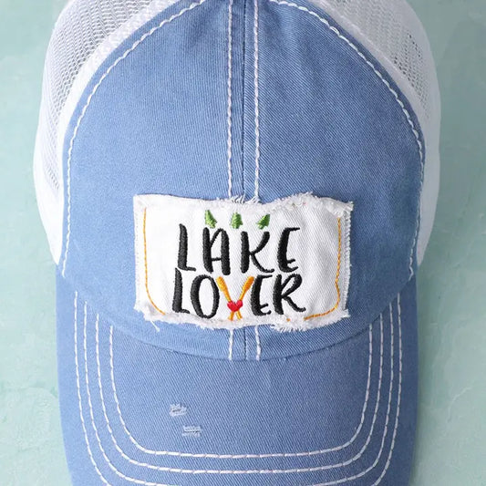 Lake Lover Embroidered Mesh Back Baseball Cap- Click to see options