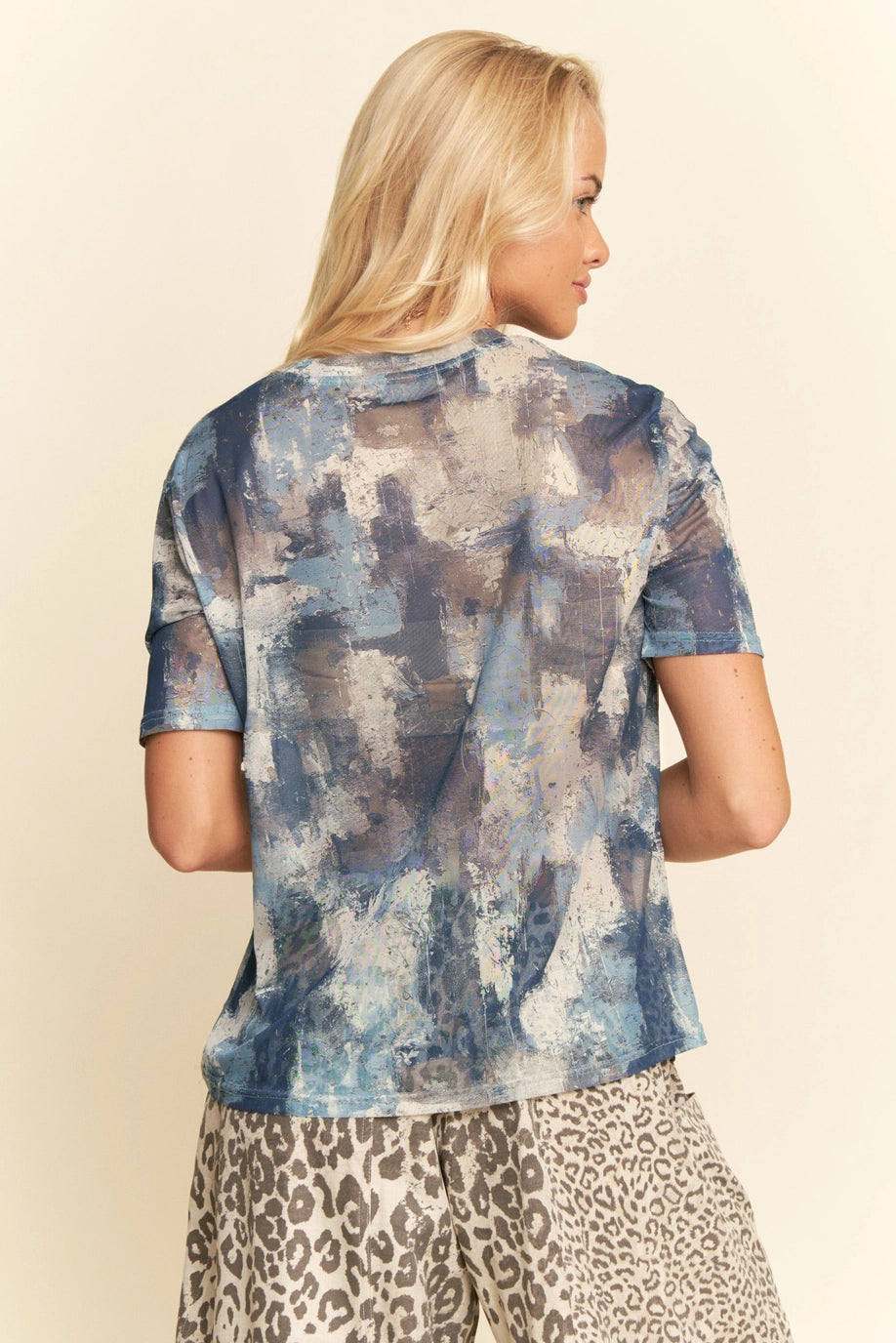 Short Sleeve Cover Up Mesh Top