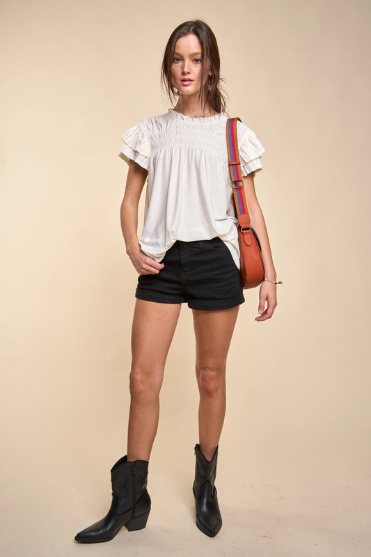 Tiered Short Sleeve Blouse