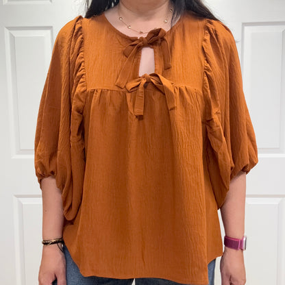 Solid Airflow Batwing 3/4 Blouse