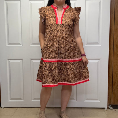 Leopard Printed Tiered Dress