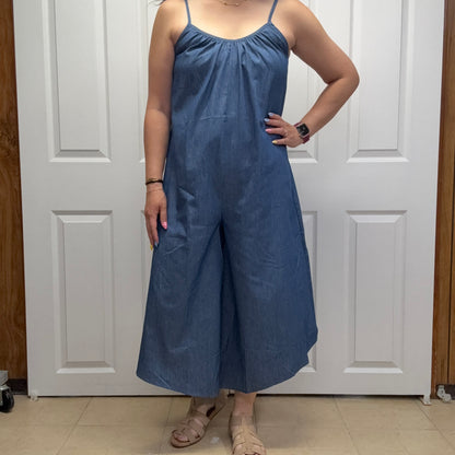 Wide Leg Denim Cami Jumpsuit