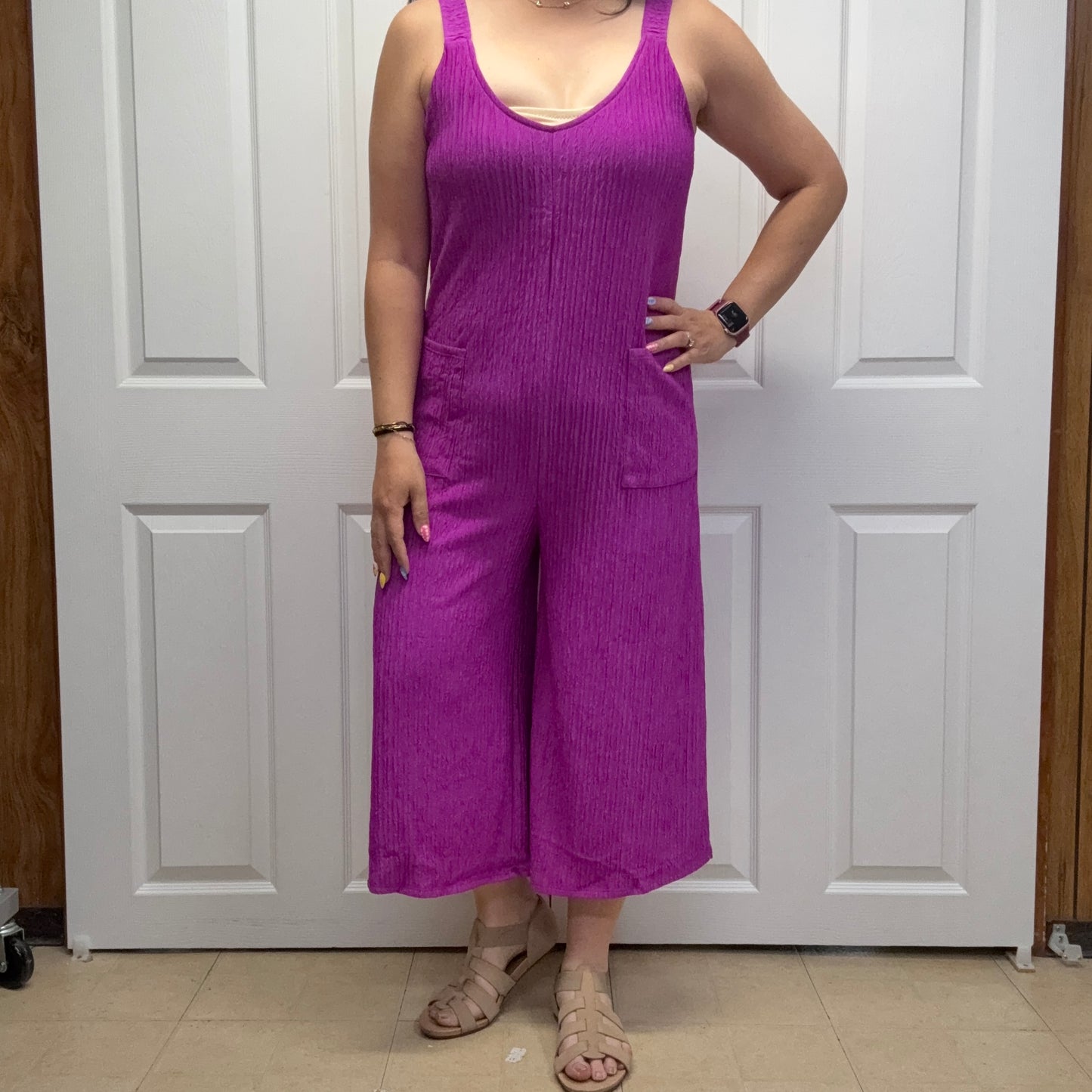 Wide Leg Crinkle Jumpsuit