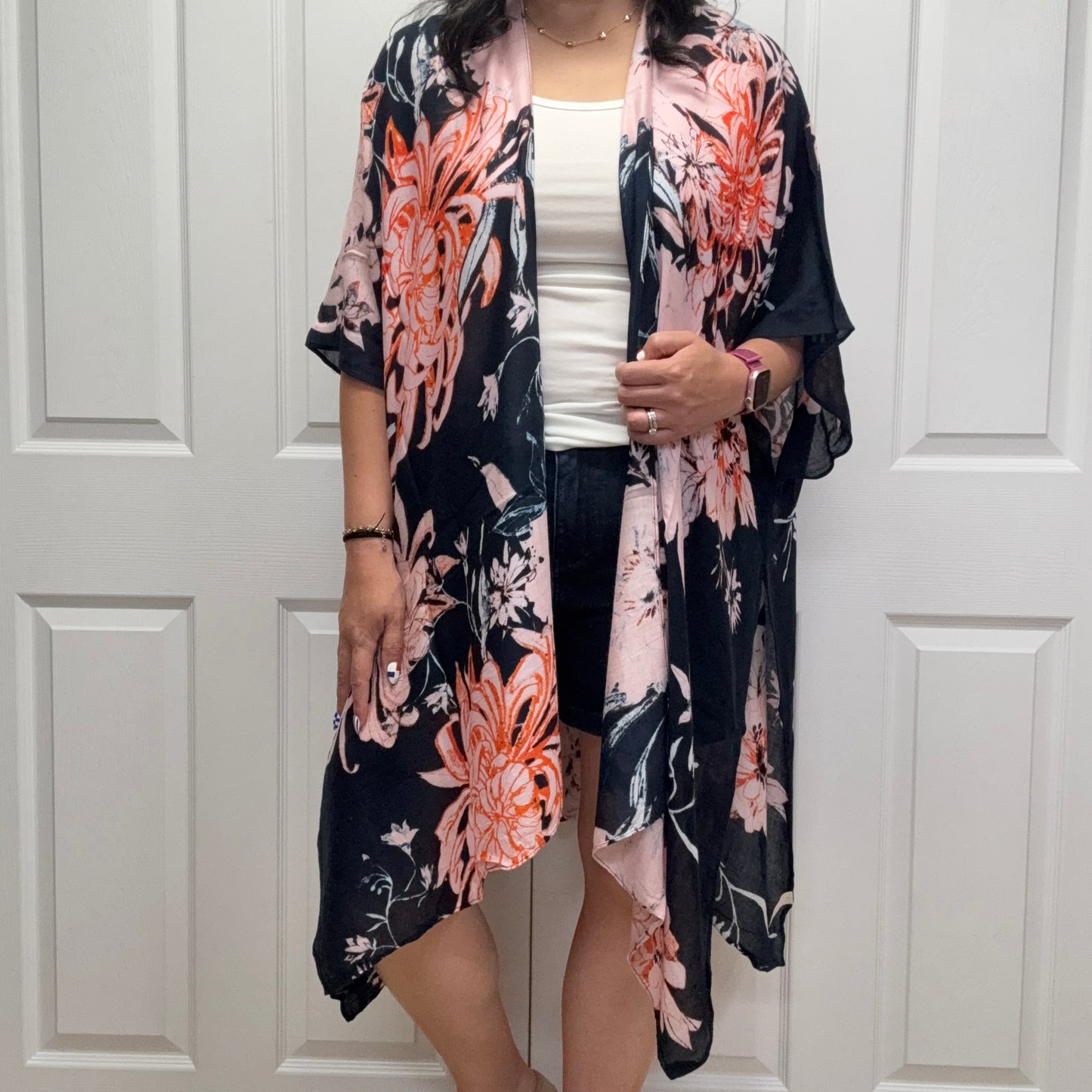 Lightweight Boho Patchwork Print Open Front Kimono