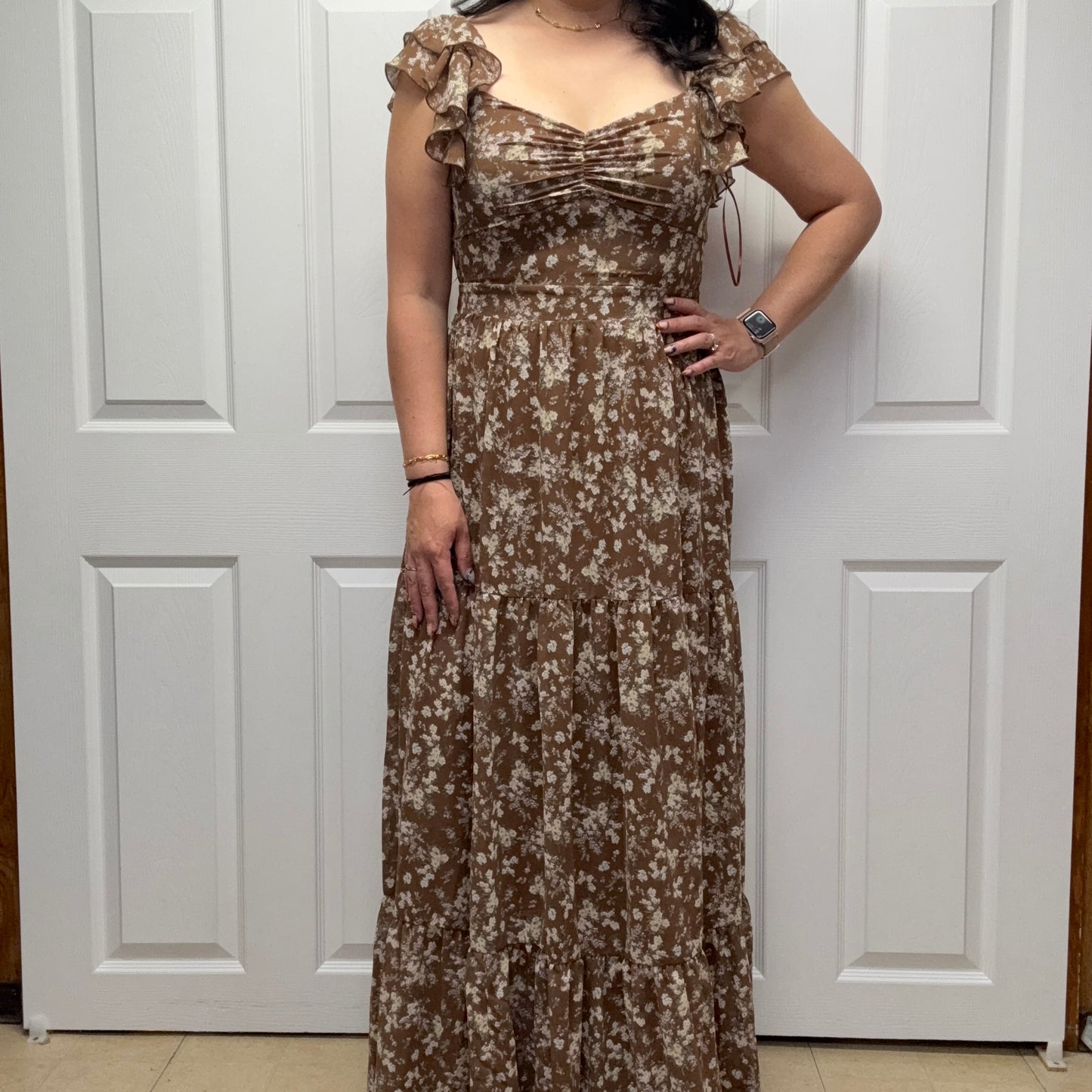 Ruffle Sleeve Tiered Maxi Dress
