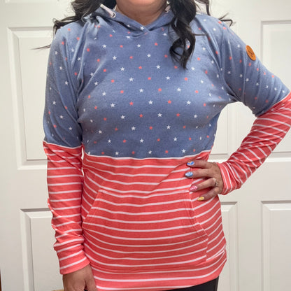 Hailey Pullover Hoodie Stars and Stripes