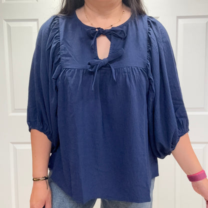 Solid Airflow Batwing 3/4 Blouse
