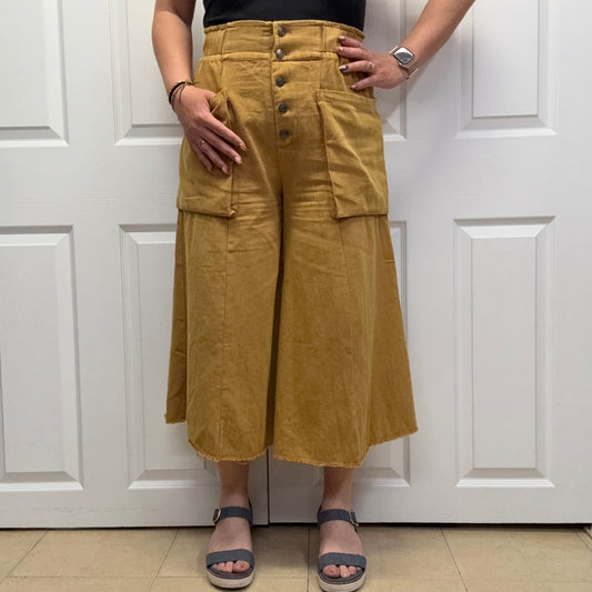High Rise Wide Leg Pants with Oversized Pockets