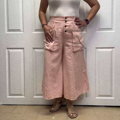 High Rise Wide Leg Pants with Oversized Pockets