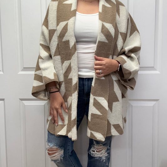 Houndstooth Oversized Knit Cardigan