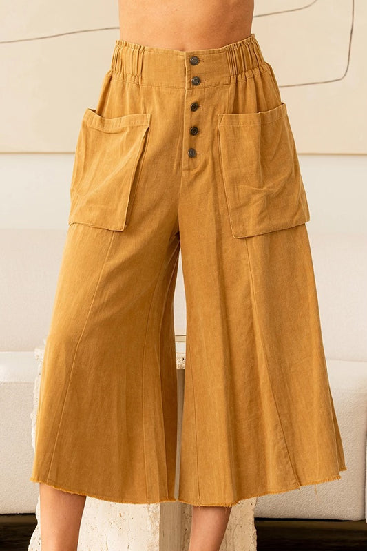 High Rise Wide Leg Pants with Oversized Pockets