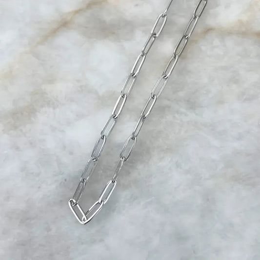 Charm Bar Silver Paperclip Link Necklaces - click to see options