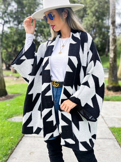 Houndstooth Oversized Knit Cardigan