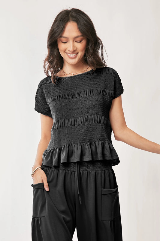 Cap Sleeve Top and Waistband Pant Set