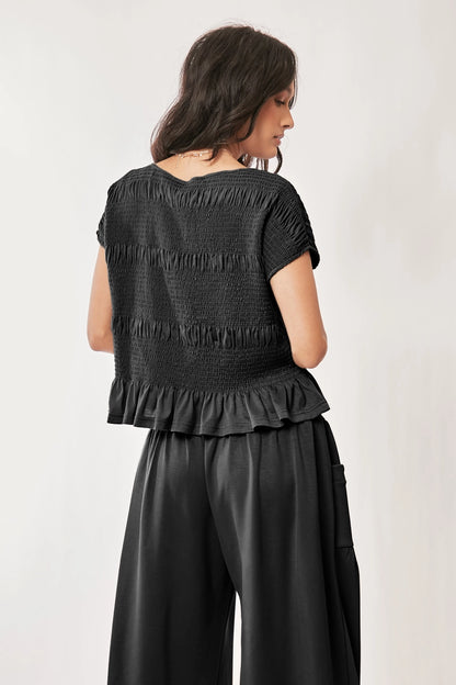 Cap Sleeve Top and Waistband Pant Set