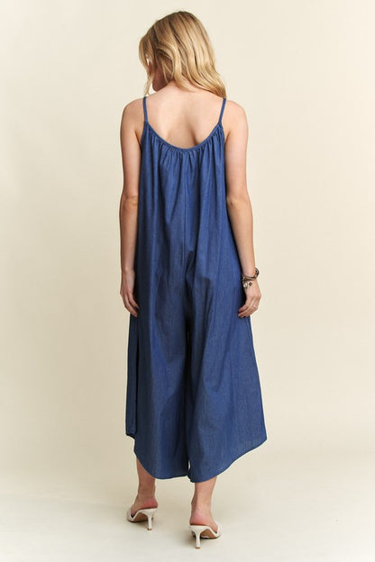 Wide Leg Denim Cami Jumpsuit