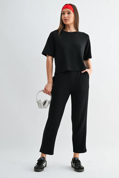 Laguna Soft Drape Cropped Pants in Black