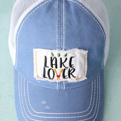 Lake Lover Embroidered Mesh Back Baseball Cap- Click to see options