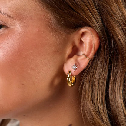Wide Twist Hoop Earrings (waterproof)- Gold