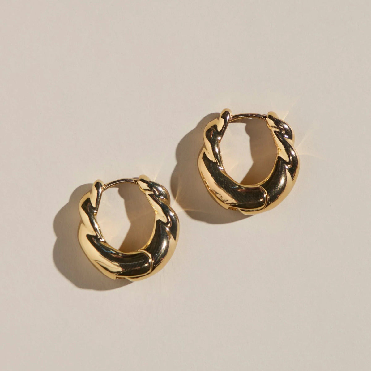 Wide Twist Hoop Earrings (waterproof)- Gold