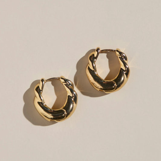 Wide Twist Hoop Earrings (waterproof)- Gold