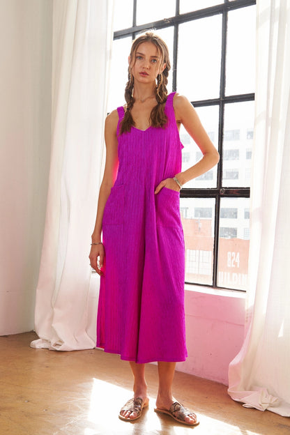 Wide Leg Crinkle Jumpsuit