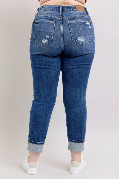 Mr. Boyfriend Fit W/Destroy, Yoke Pocket & Faux Selvedge Cuff