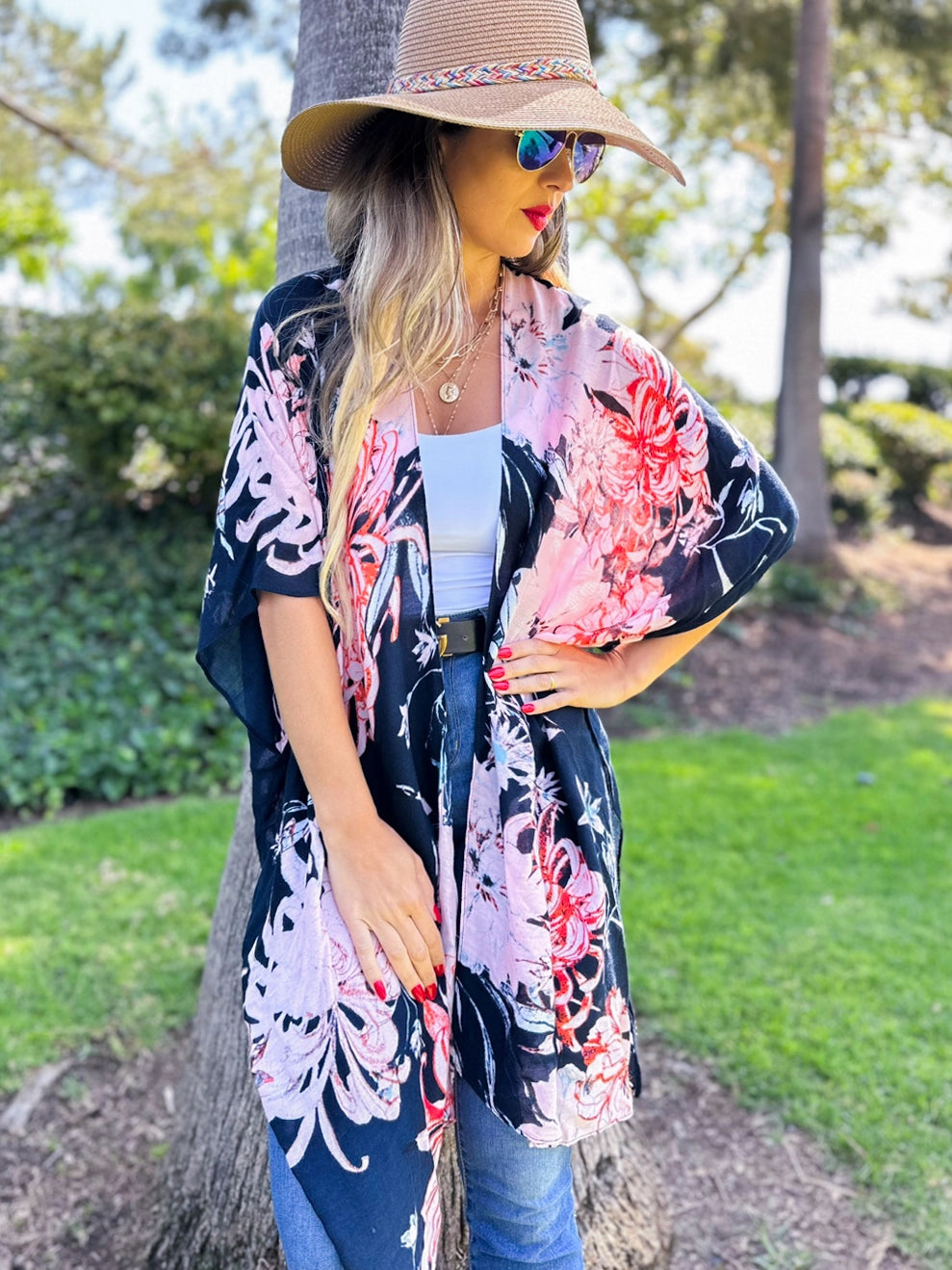 Lightweight Boho Patchwork Print Open Front Kimono