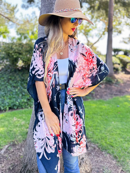 Lightweight Boho Patchwork Print Open Front Kimono