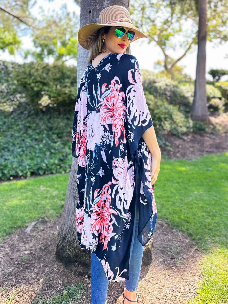 Lightweight Boho Patchwork Print Open Front Kimono