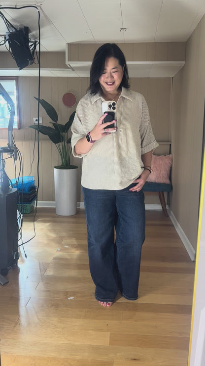 Relaxed Fit Collared V Notch Top