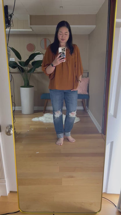 Solid Airflow Batwing 3/4 Blouse