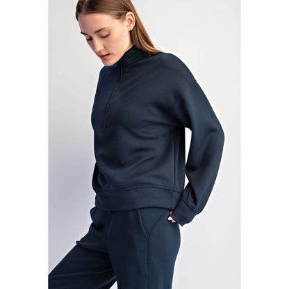 Modal Scuba Quarter Zip Long Sleeve Top