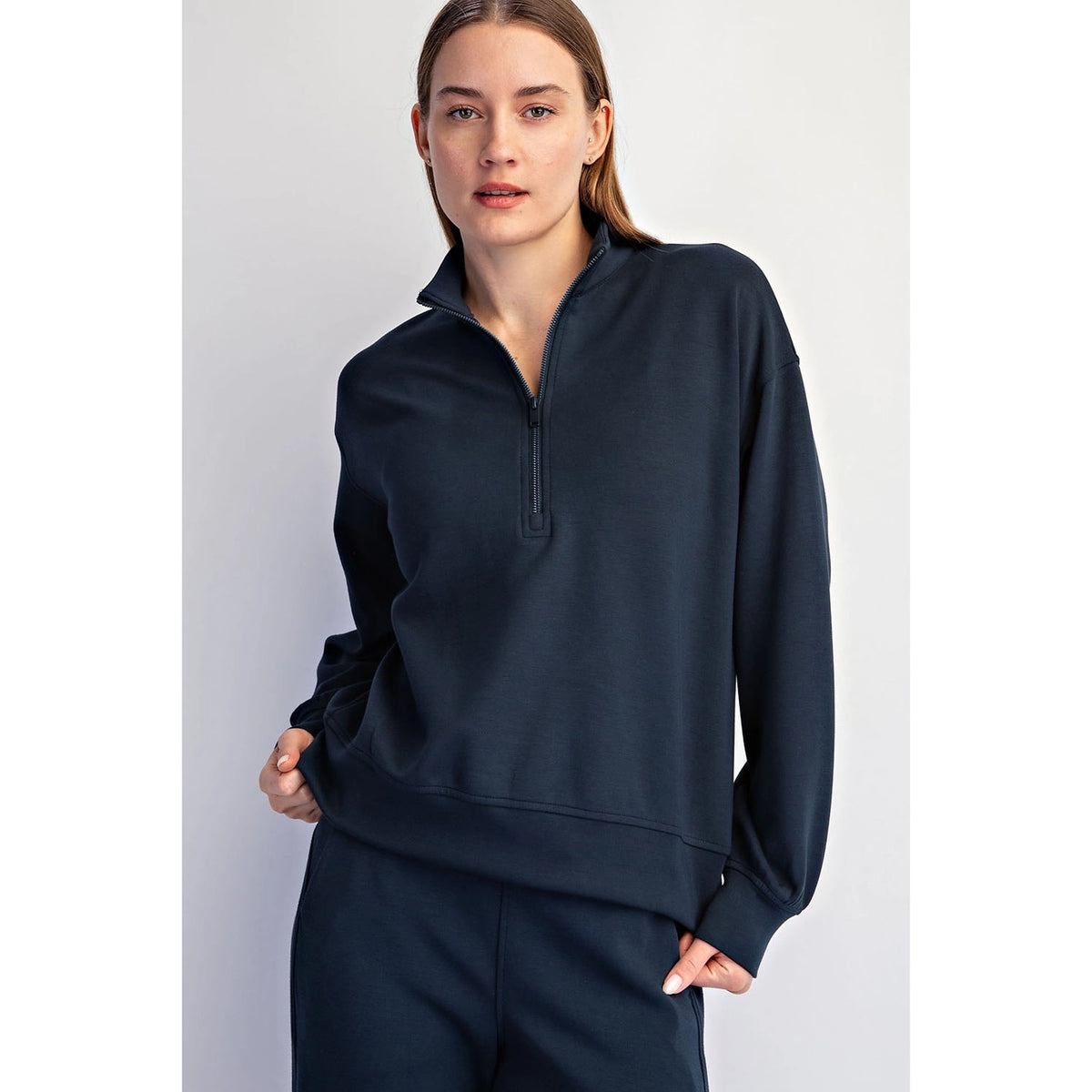 Modal Scuba Quarter Zip Long Sleeve Top
