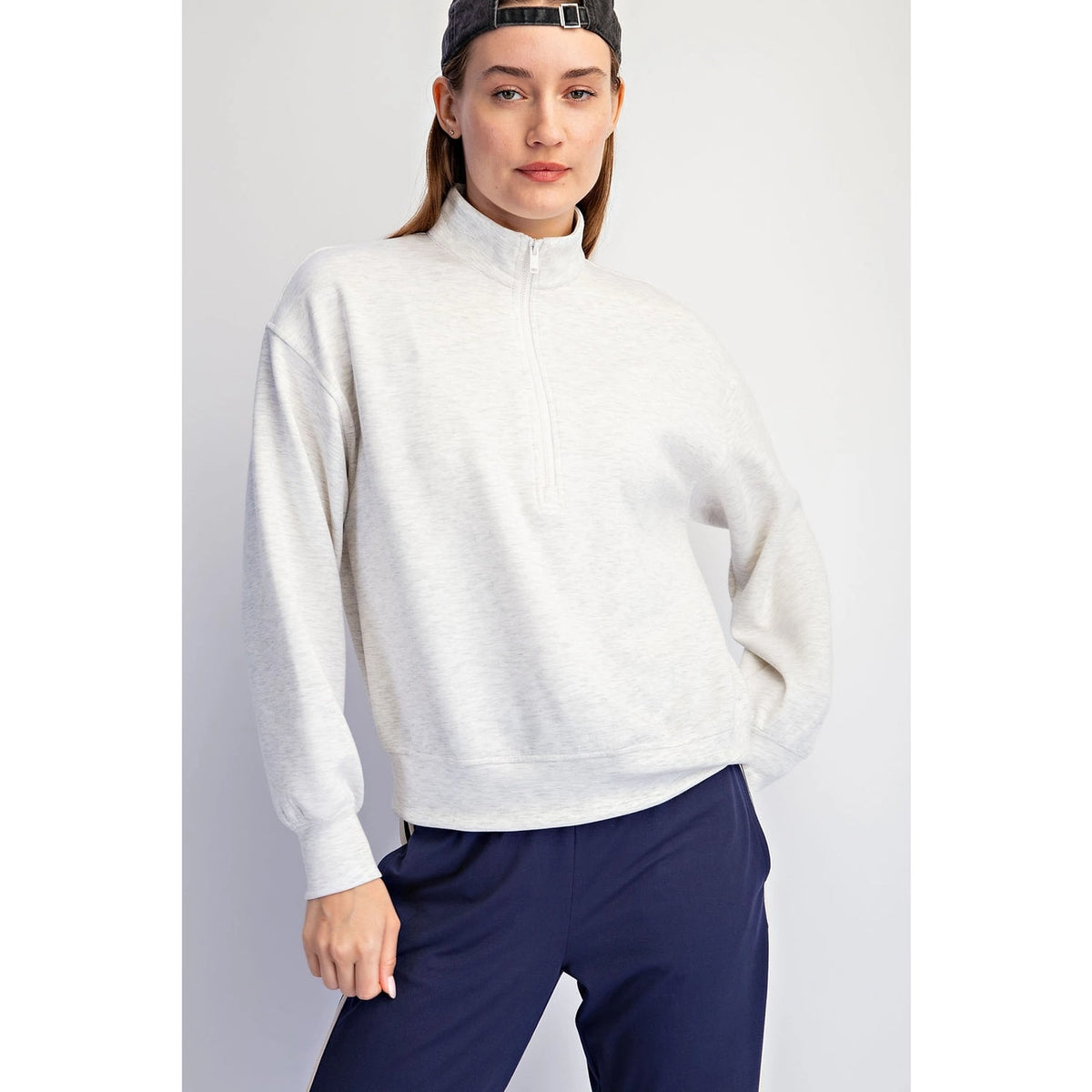 Modal Scuba Quarter Zip Long Sleeve Top
