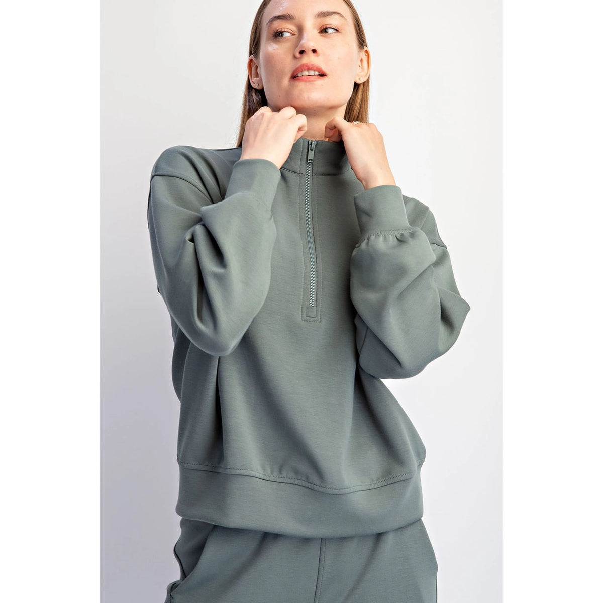 Modal Scuba Quarter Zip Long Sleeve Top