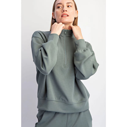 Modal Scuba Quarter Zip Long Sleeve Top