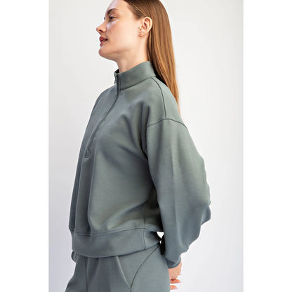 Modal Scuba Quarter Zip Long Sleeve Top