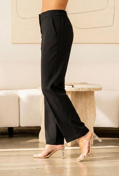 Relaxed Fit High Waist Straight Leg Pants