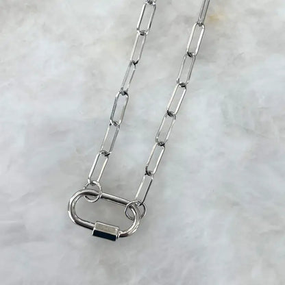 Charm Bar Silver Paperclip Link Necklaces - click to see options