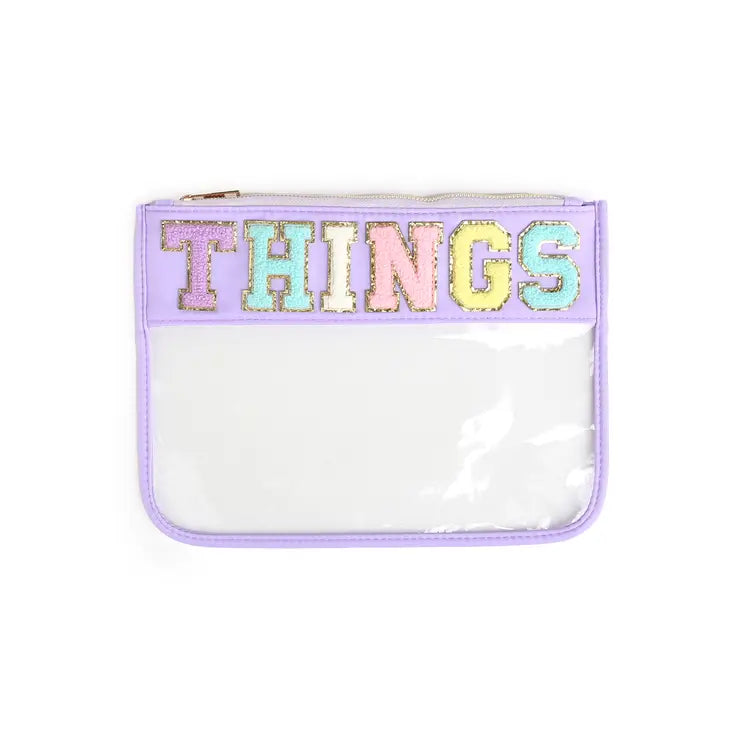 Varsity Letter Clear Zippered Pouch Bag- Click to see options