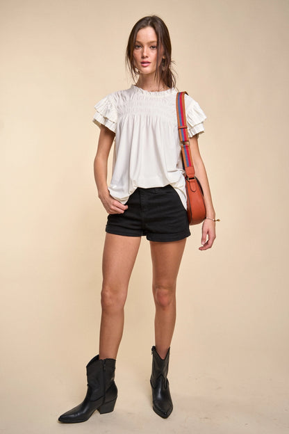 Tiered Short Sleeve Blouse