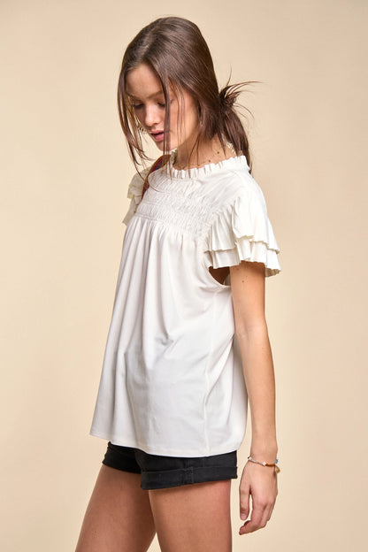 Tiered Short Sleeve Blouse